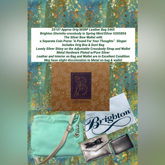Brighton Handbags - Brighton Glorietta Crossbody Bag Wallet Bow &Coin Purse Silver Adornment Leather